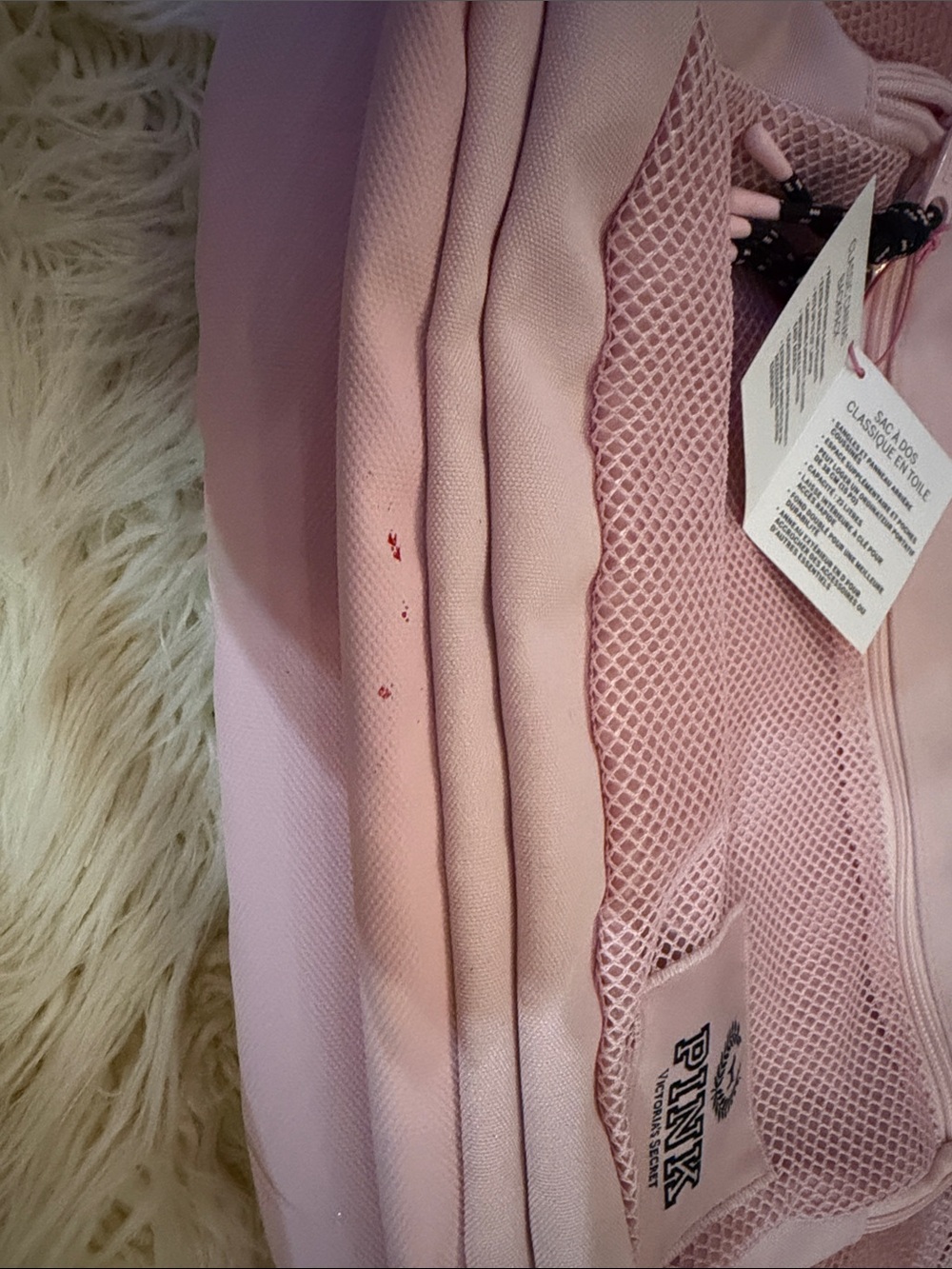 PINK Victoria's Secret Pastel Pink Mesh Front Backpack - Picture 6 of 6